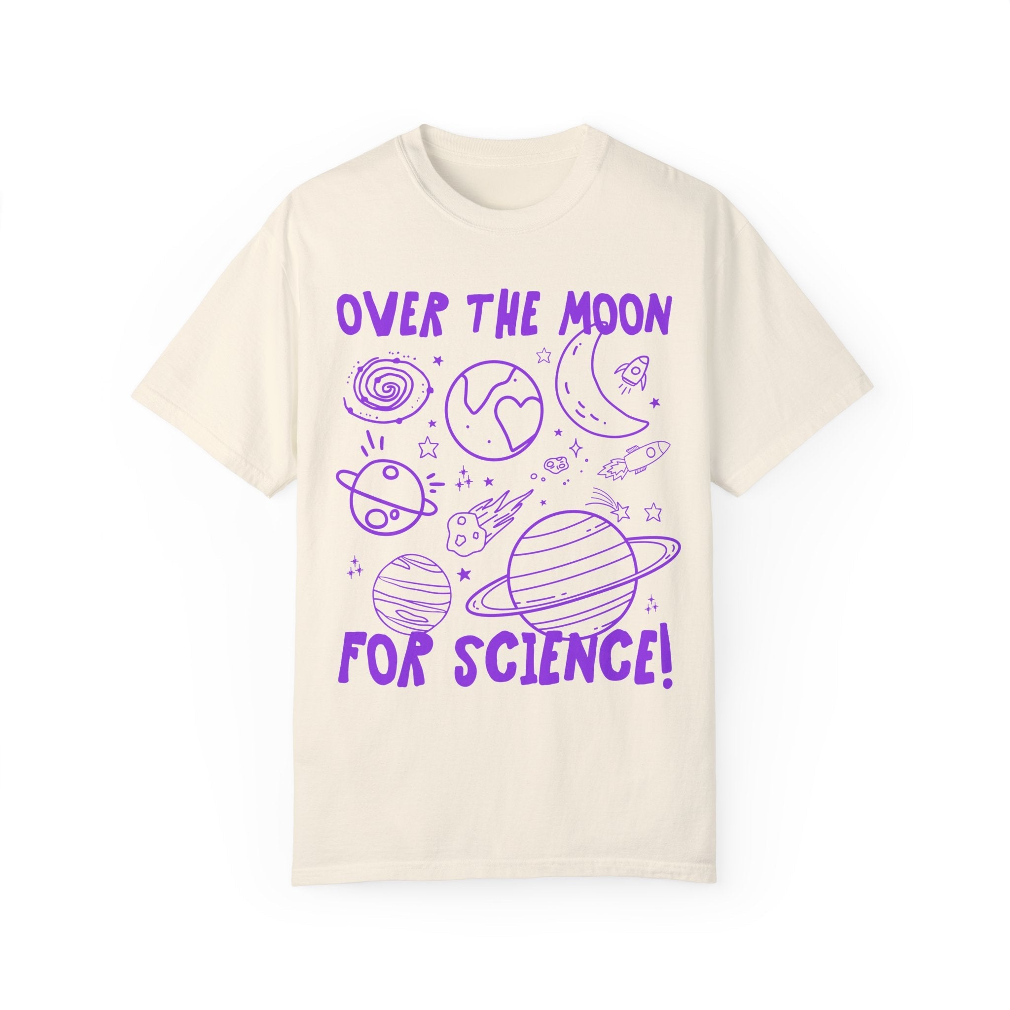 Science Teacher Tee Shirt for Astronomy Professor or Science Major: Over the Moon for Science! Cute Third Grade Matching Teacher Tee Shirt - Opal and June