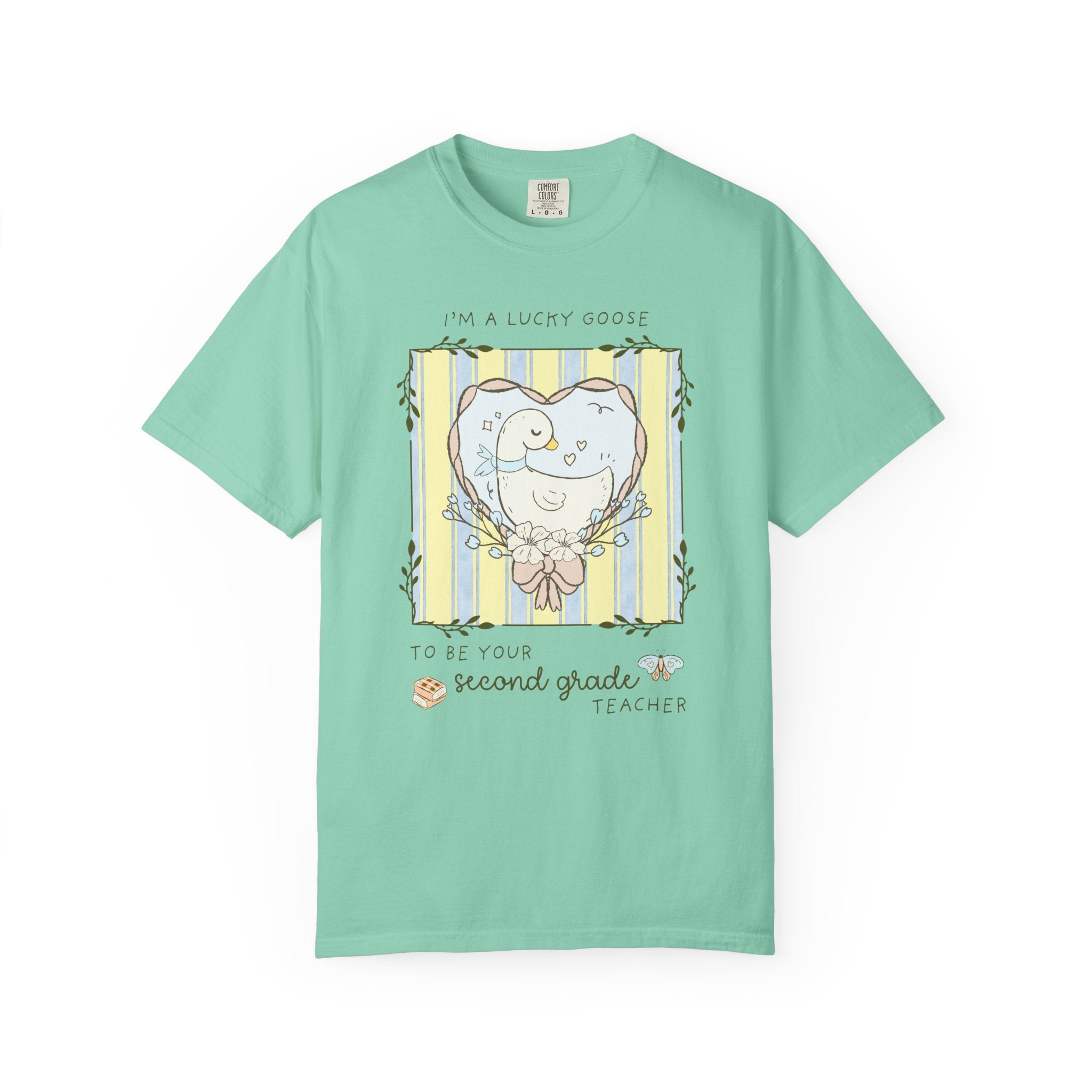 Second Grade Back to School Silly Goose Teacher Tee Shirt, Cute Cottagecore Animal Lover Tee for Meet the Teacher Night, 2nd Grade Crew Tee - Opal and June