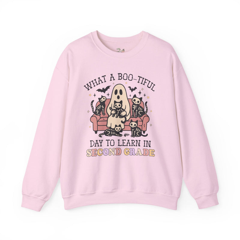 Second Grade Halloween Teacher Sweatshirt, Cute Spooky Cats, Matching Teacher Shirt for Halloween, Nostalgic Halloween Funny Saying Shirt - Opal and June