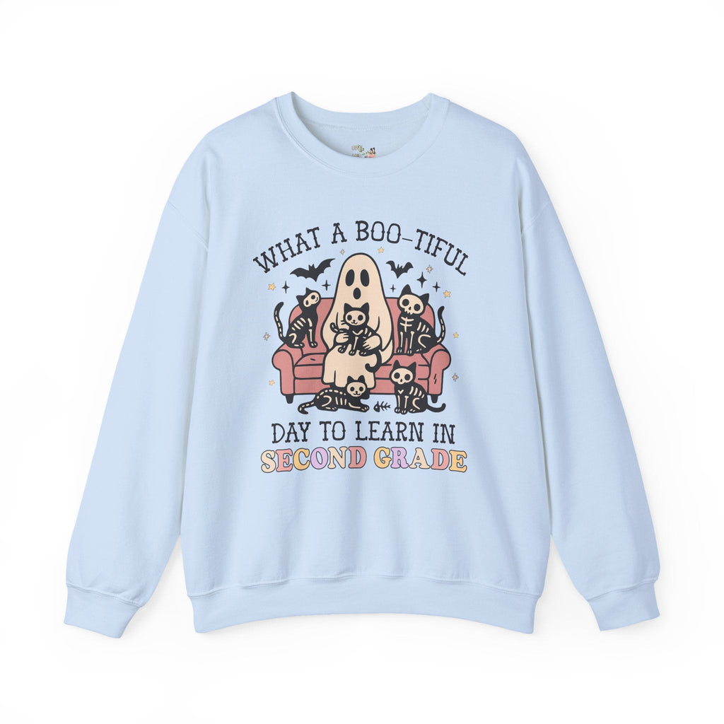 Second Grade Halloween Teacher Sweatshirt, Cute Spooky Cats, Matching Teacher Shirt for Halloween, Nostalgic Halloween Funny Saying Shirt - Opal and June