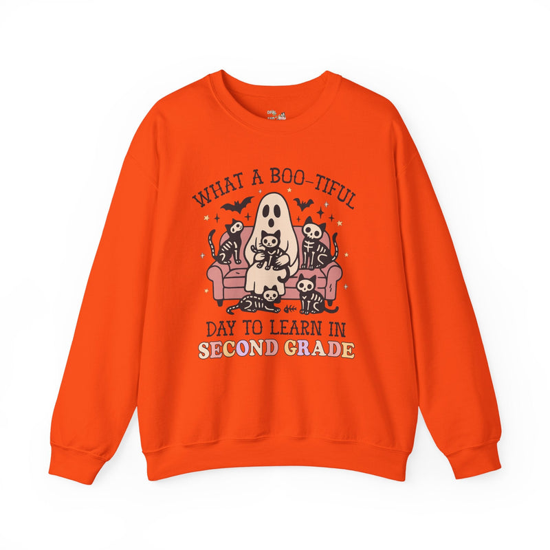 Second Grade Halloween Teacher Sweatshirt, Cute Spooky Cats, Matching Teacher Shirt for Halloween, Nostalgic Halloween Funny Saying Shirt - Opal and June