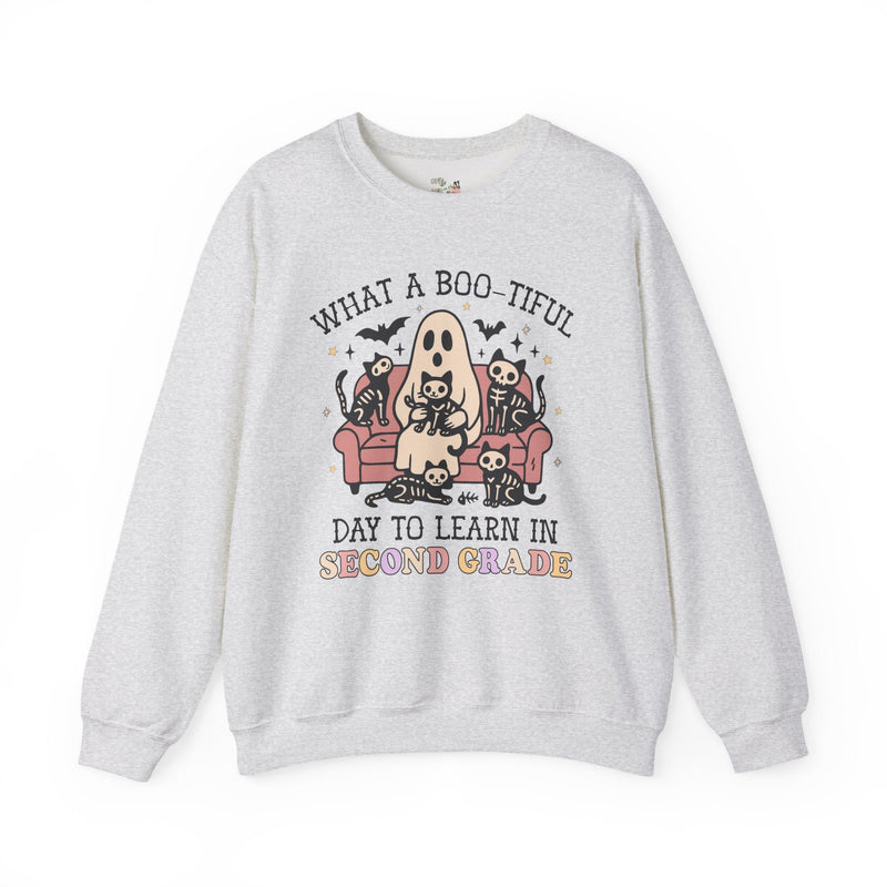 Second Grade Halloween Teacher Sweatshirt, Cute Spooky Cats, Matching Teacher Shirt for Halloween, Nostalgic Halloween Funny Saying Shirt - Opal and June