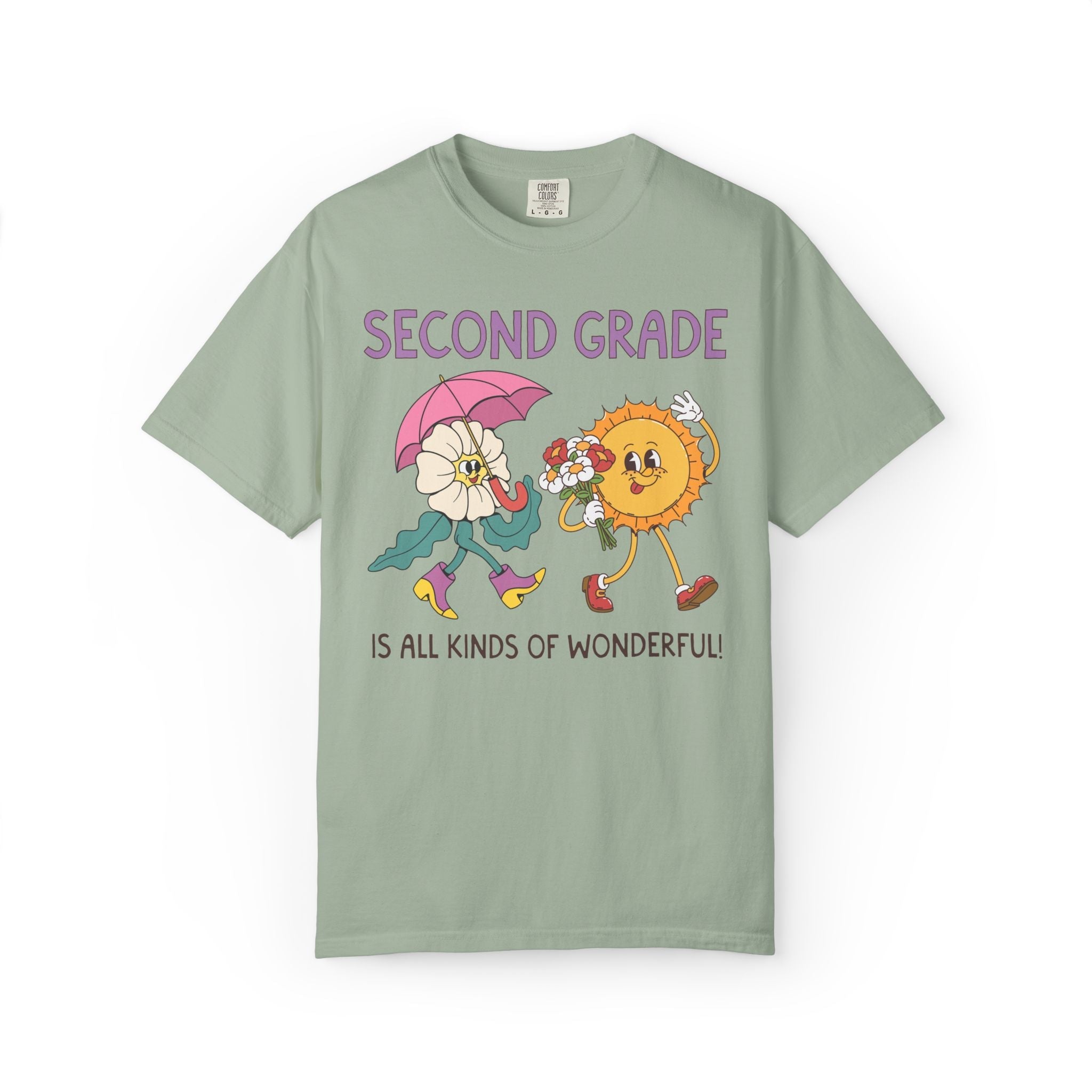 Second Grade is All Kinds of Wonderful Teacher Team Tee Shirt for Back to School: Cute New School Year T-Shirt, First Year Teacher or Para - Opal and June