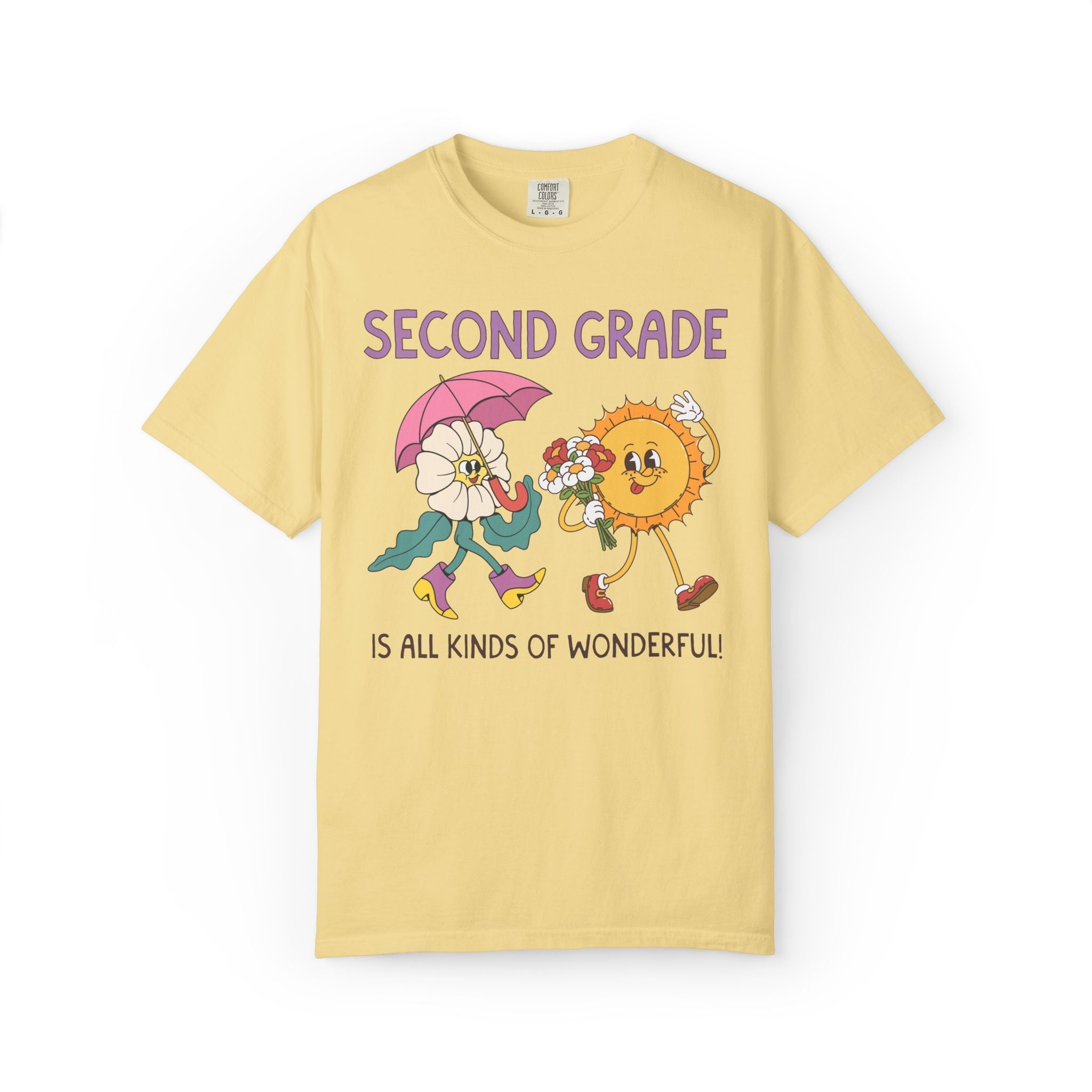 Second Grade is All Kinds of Wonderful Teacher Team Tee Shirt for Back to School: Cute New School Year T-Shirt, First Year Teacher or Para - Opal and June