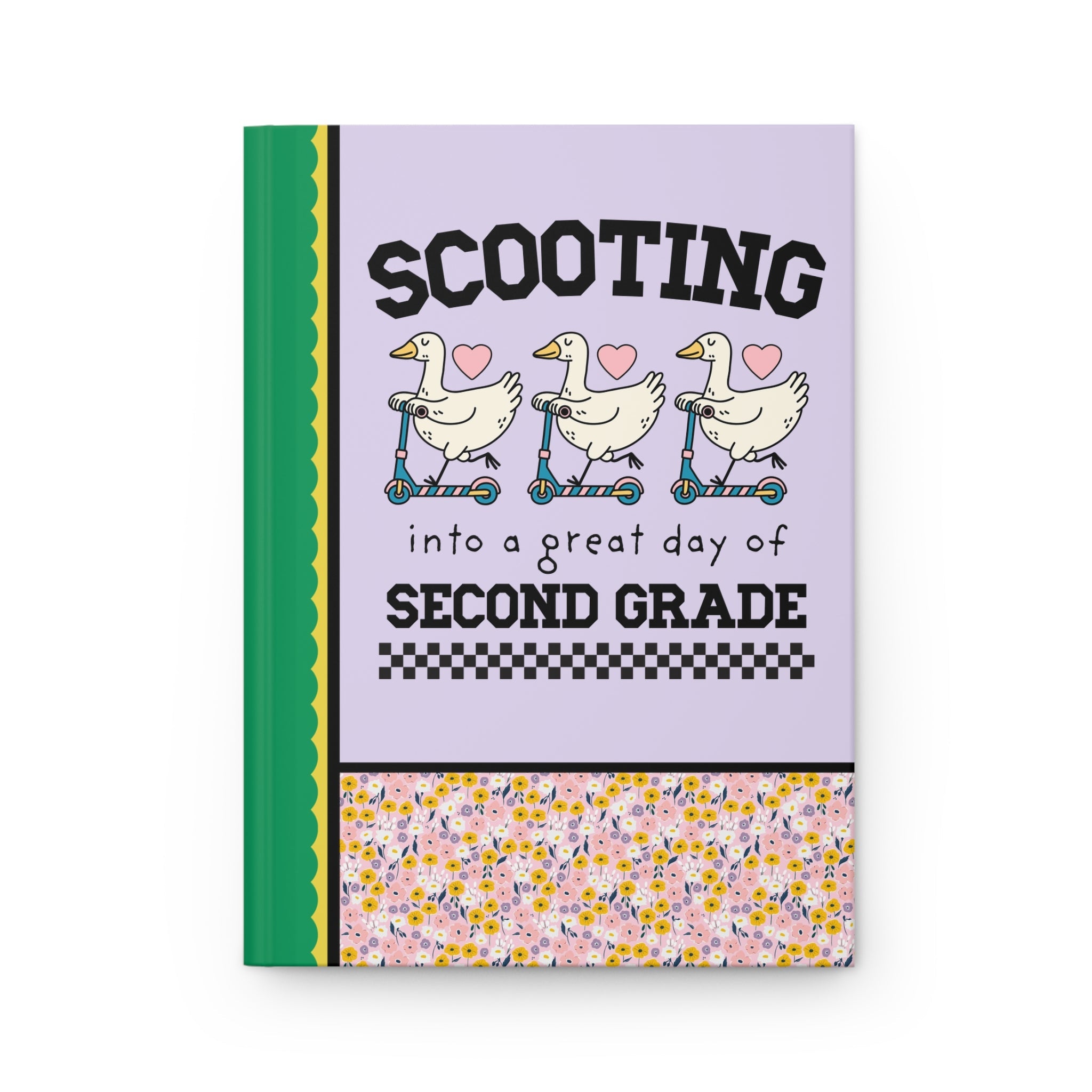 Second Grade Teacher Appreciation Gift for Teacher Who Loves Silly Geese, Funny Saying Animal Lover Notebook with Hearts, Teaching Major - Opal and June
