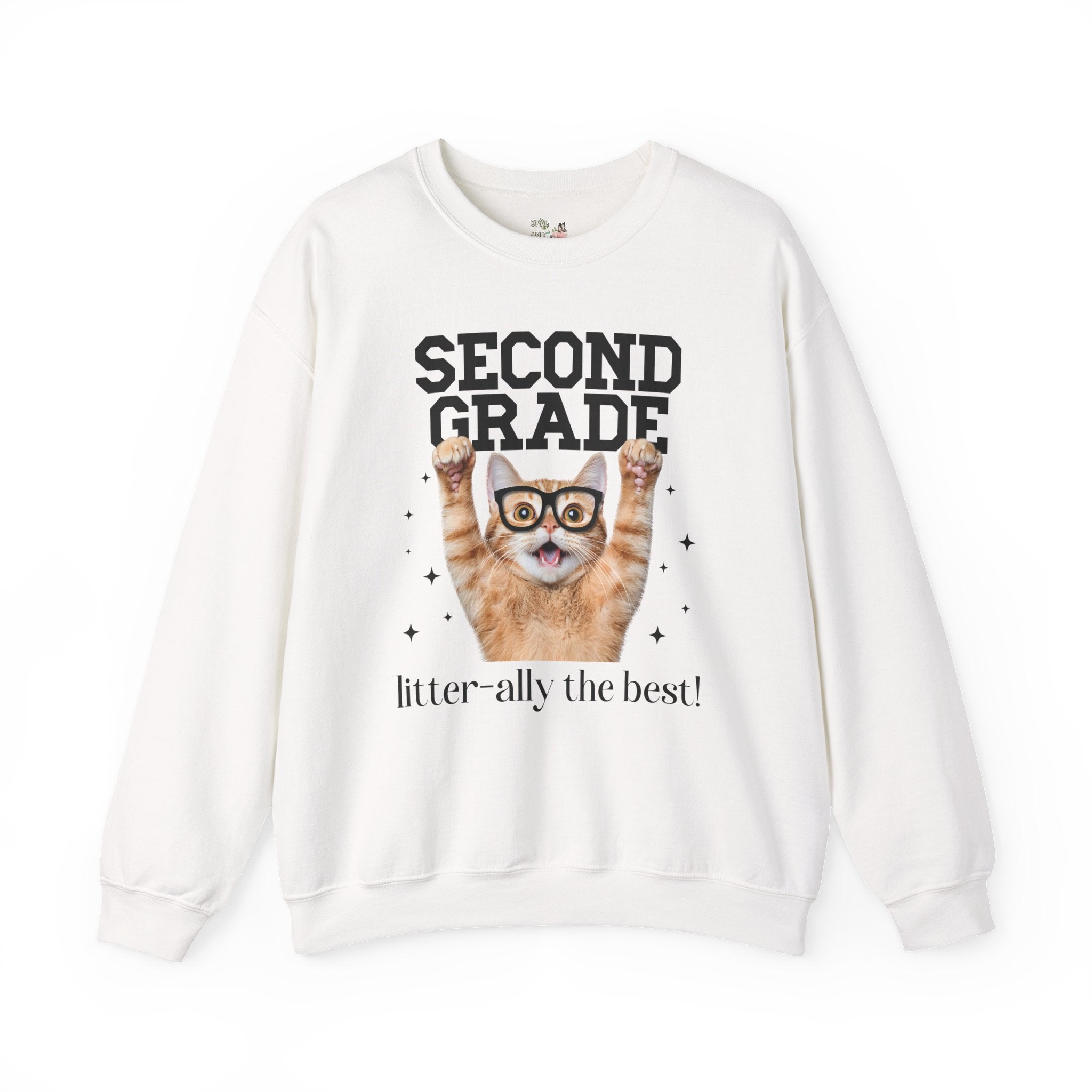 Second Grade Teacher Cat Lover Sweatshirt for Back to School, Funny Saying Cat Mom or Cat Dad Gift, First Day of School Teacher Team Shirt - Opal and June