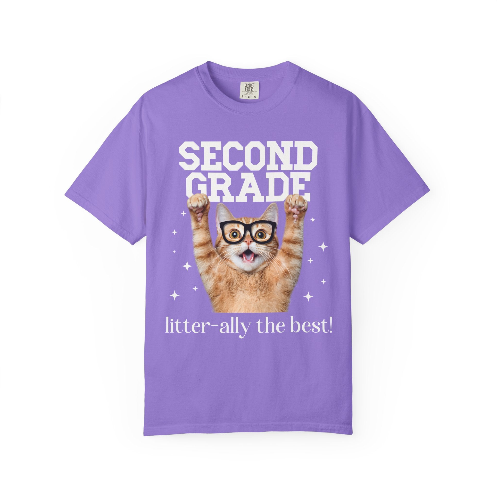 Second Grade Teacher Cat Lover Tee Shirt for Back to School, Funny Saying Cat Mom or Cat Dad Gift, First Day of School Teacher Team Shirt - Opal and June