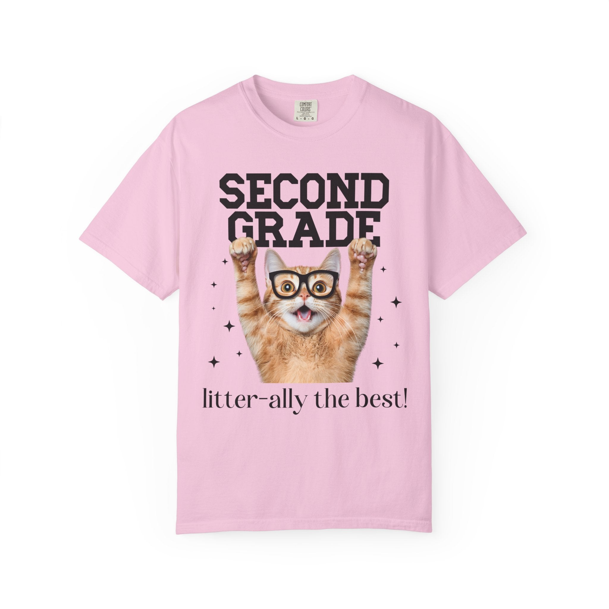 Second Grade Teacher Cat Lover Tee Shirt for Back to School, Funny Saying Cat Mom or Cat Dad Gift, First Day of School Teacher Team Shirt - Opal and June