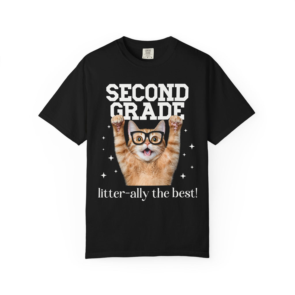 Second Grade Teacher Cat Lover Tee Shirt for Back to School, Funny Saying Cat Mom or Cat Dad Gift, First Day of School Teacher Team Shirt - Opal and June