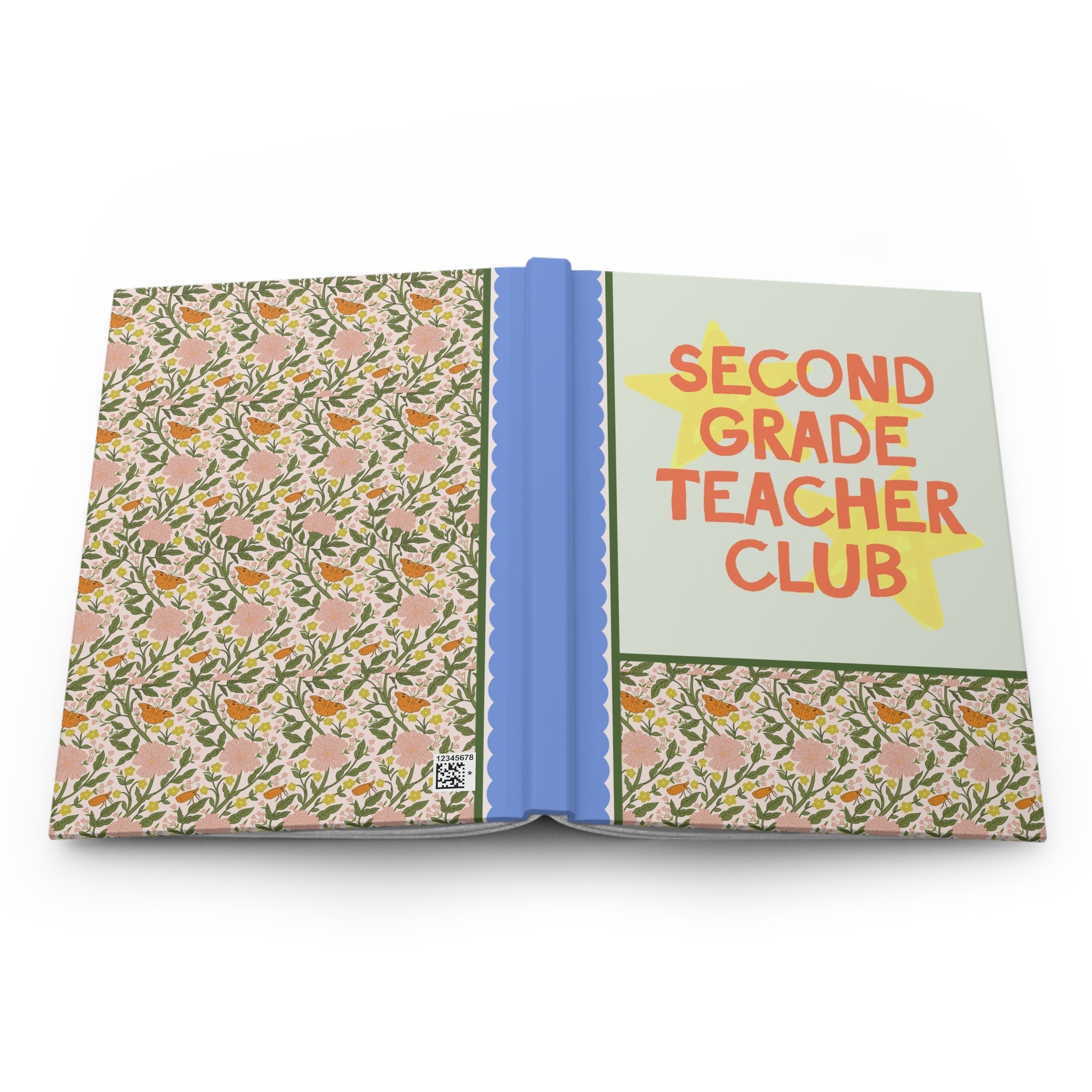 Second Grade Teacher Club Notebook for Back to School, Cute First Day of Second Grade Teacher Hardcover Journal with Stars, Cute 90s Aesthetic - Opal and June