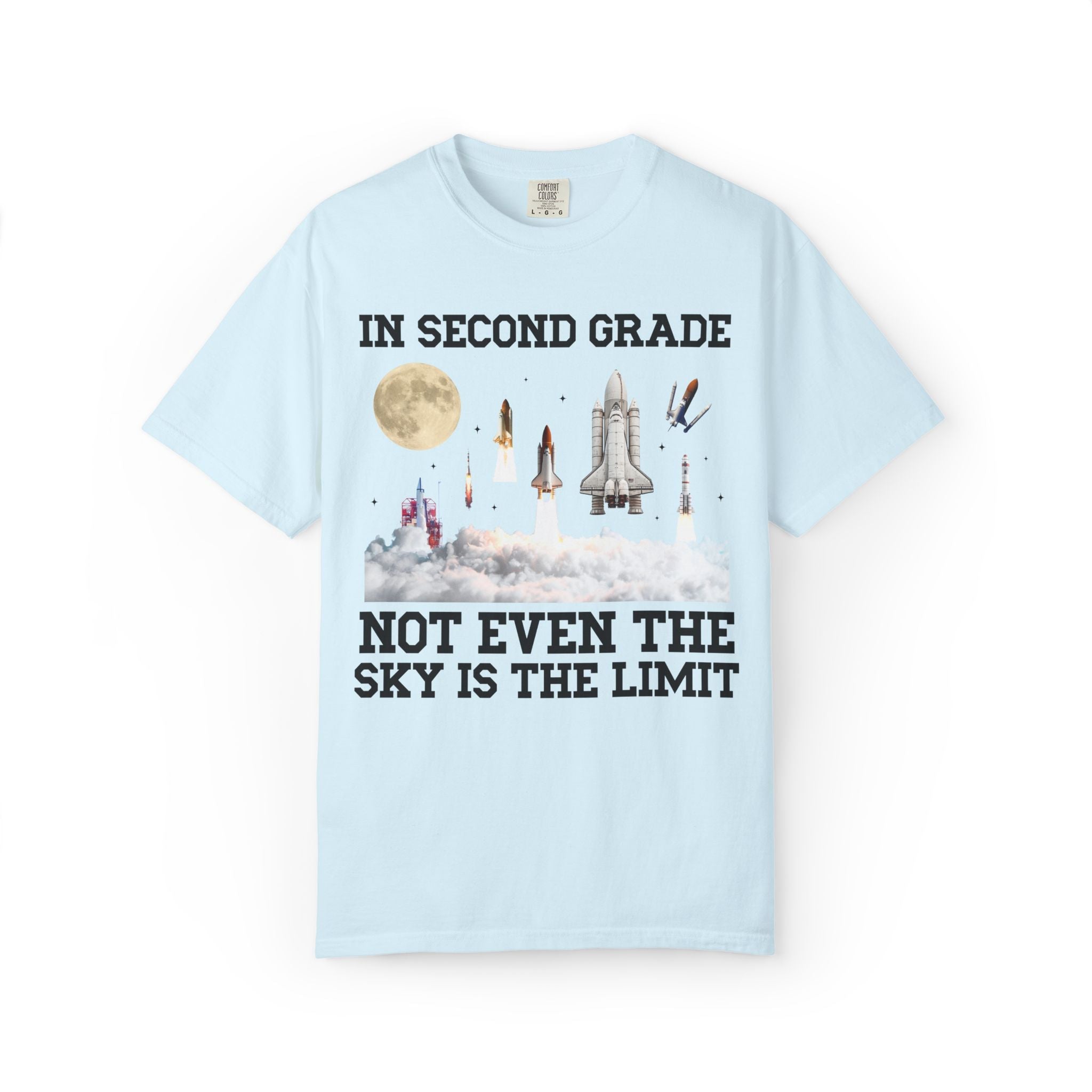 Second Grade Teacher Space Lover Tee Shirt with Rocket Ships - Opal and June