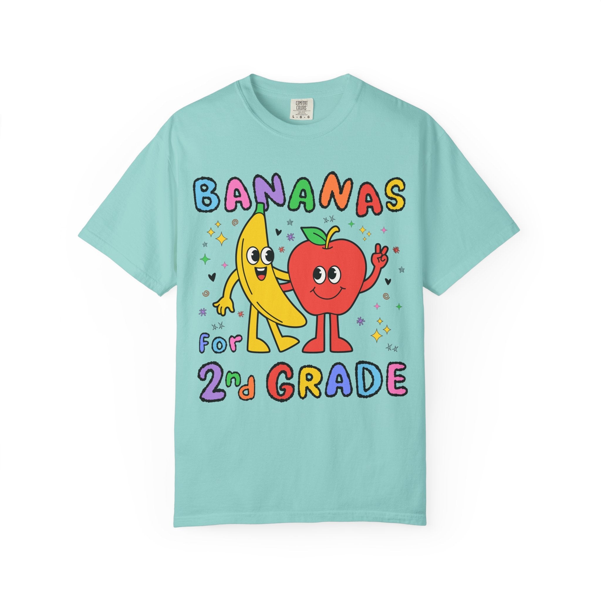 Second Grade Teacher T-Shirt: Bananas for Second Grade, Cute 90s Aesthetic 2nd Grade Crew Shirt for Fruit Lover, Nostalgic Fun Teacher Tee - Opal and June