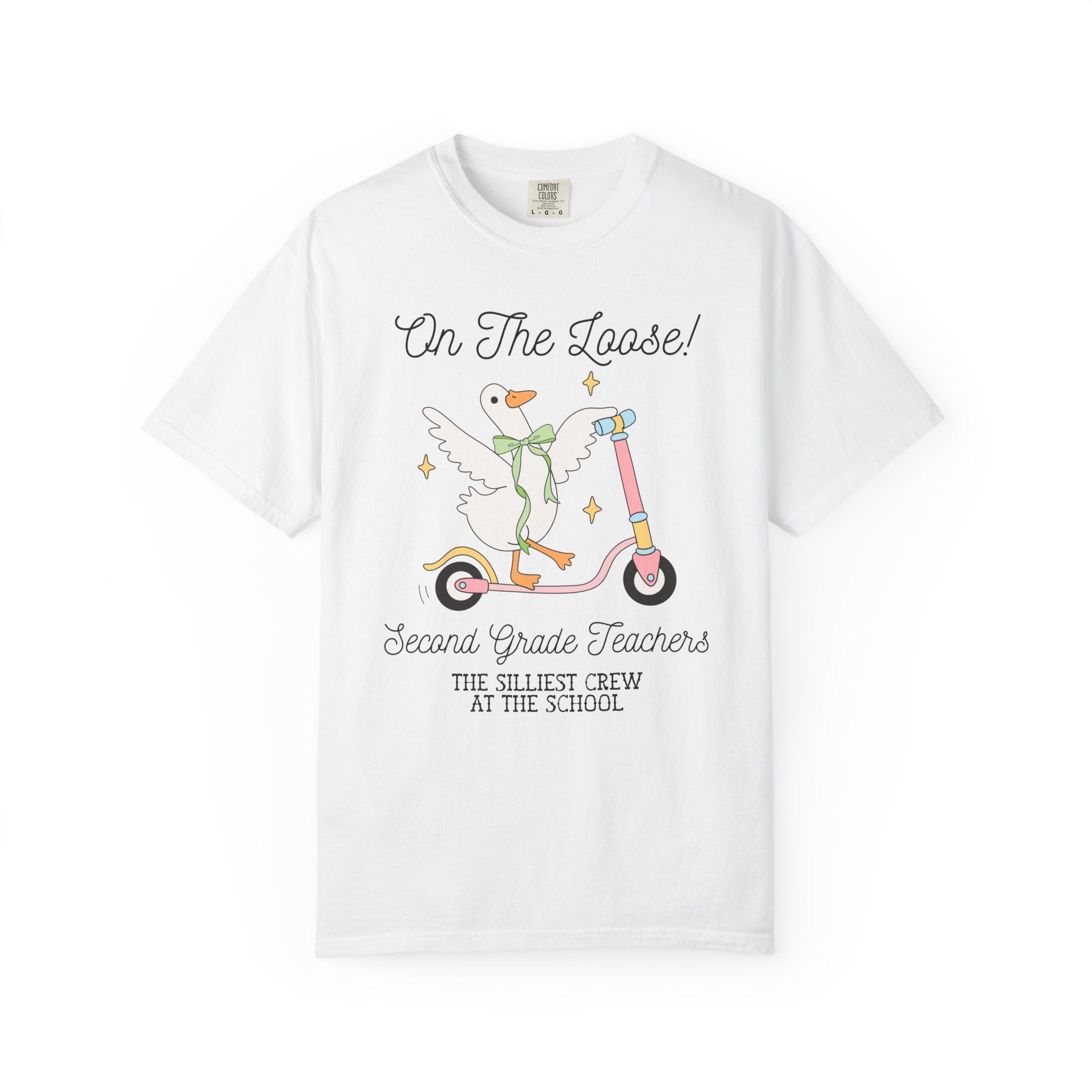 Second Grade Teacher Tee Shirt for Back to School, Matching Meet the Teacher T-Shirt for First Day of School, Silly Goose Animal Lover Tee - Opal and June