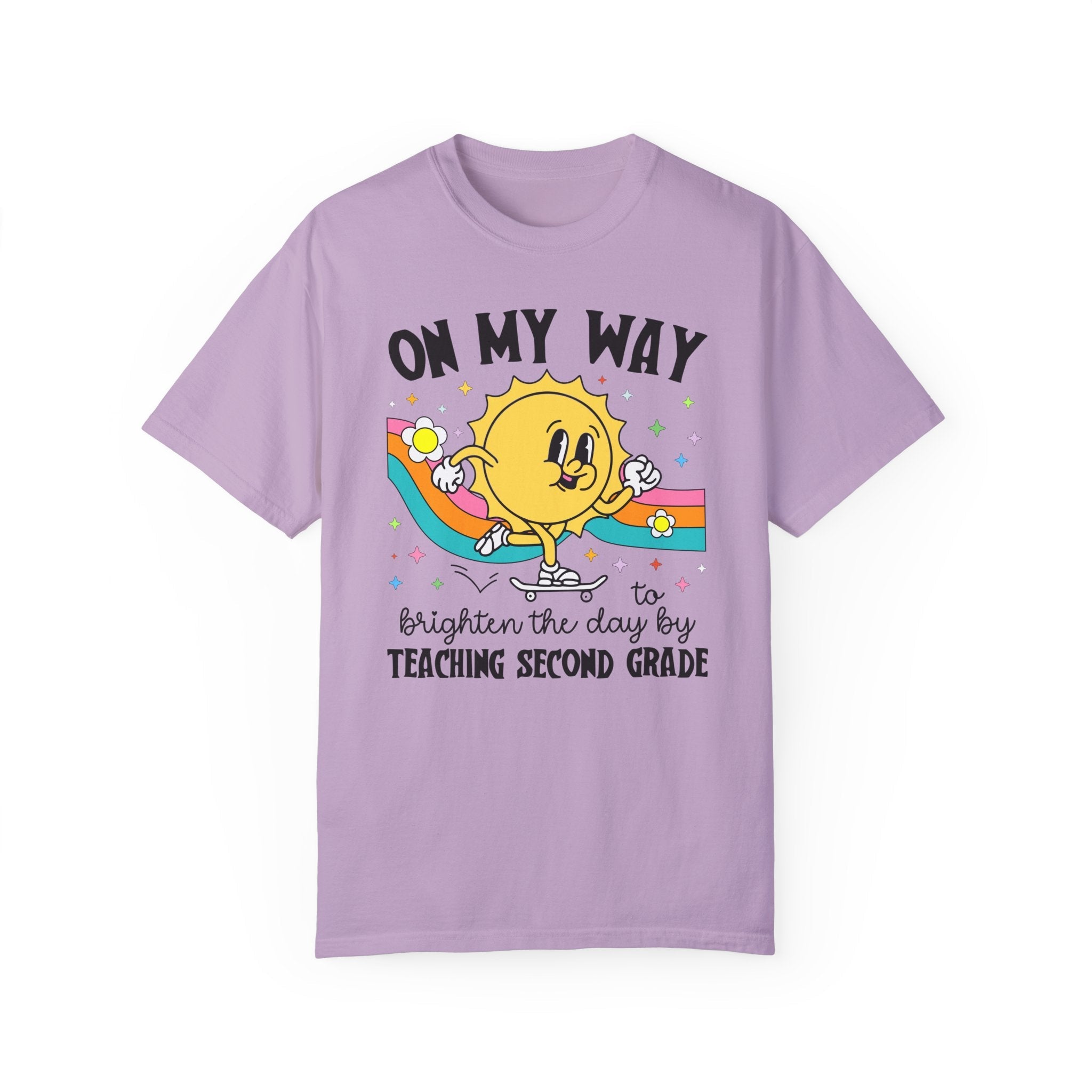 Second Grade Teacher Tee Shirt, Matching Second Grade Crew T-Shirt for First Day of School, Groovy Retro Aesthetic Teacher Appreciation Gift - Opal and June