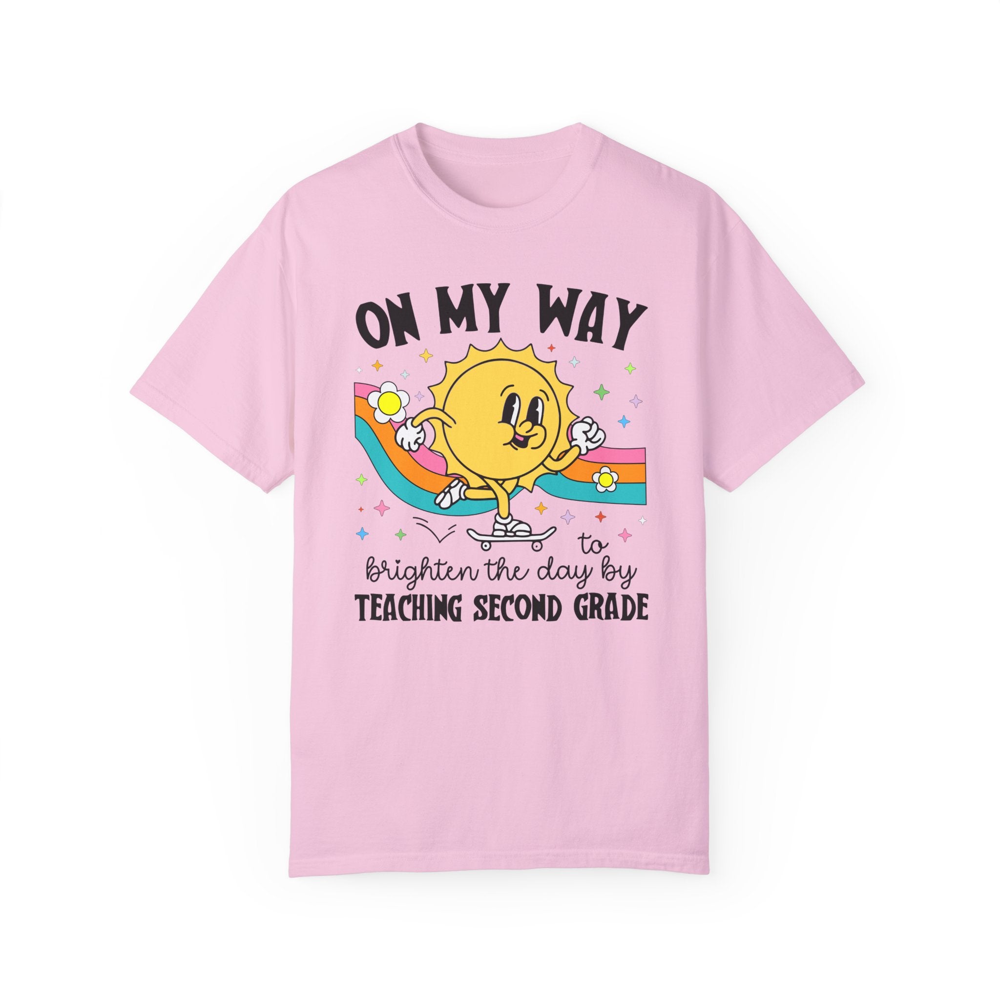 Second Grade Teacher Tee Shirt, Matching Second Grade Crew T-Shirt for First Day of School, Groovy Retro Aesthetic Teacher Appreciation Gift - Opal and June