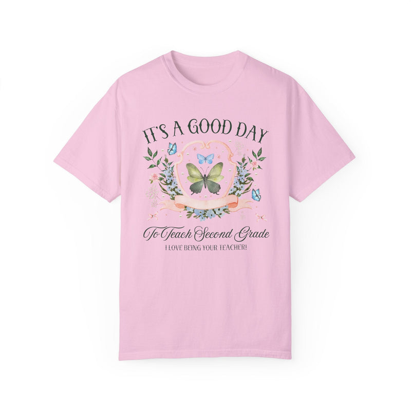 Second Grade Teacher Tee Shirt with Butterflies and Flowers: Floral Cottagecore T-Shirt for Student Teacher, Second Grade Crew Matching Tee - Opal and June