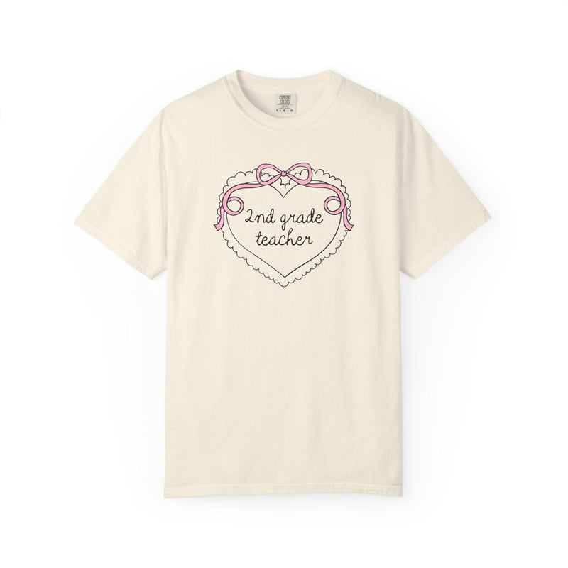 Second Grade Teacher Tee Shirt with Cottagecore Bow, Second Grade Squad Matching T-Shirt, Soft Girl Style First Day of School 2nd Grade Tee - Opal and June