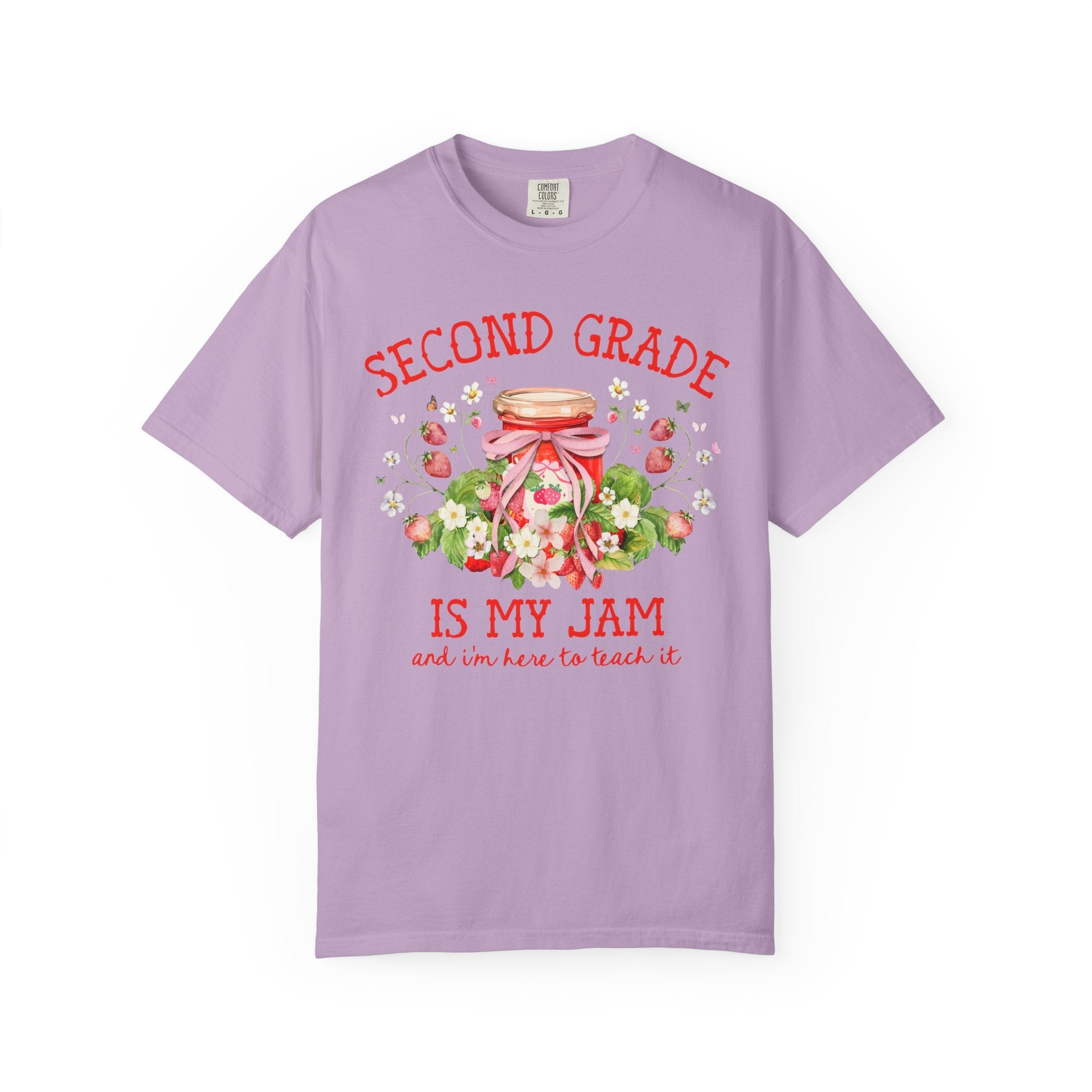 Second Grade Teacher Tee Shirt with Strawberries: Second Grade is My Jam, Matching Back to School, Meet the Teacher T-Shirt, 2nd Grade Crew - Opal and June
