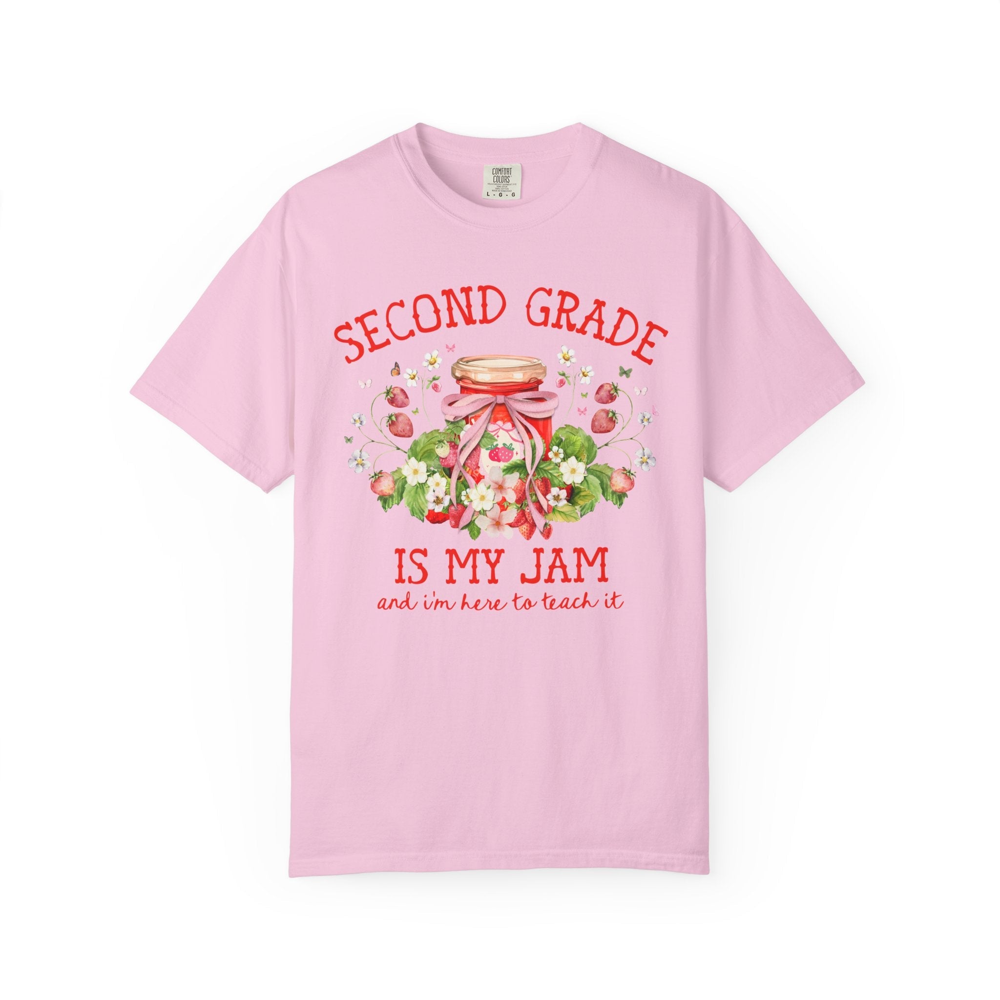 Second Grade Teacher Tee Shirt with Strawberries: Second Grade is My Jam, Matching Back to School, Meet the Teacher T-Shirt, 2nd Grade Crew - Opal and June
