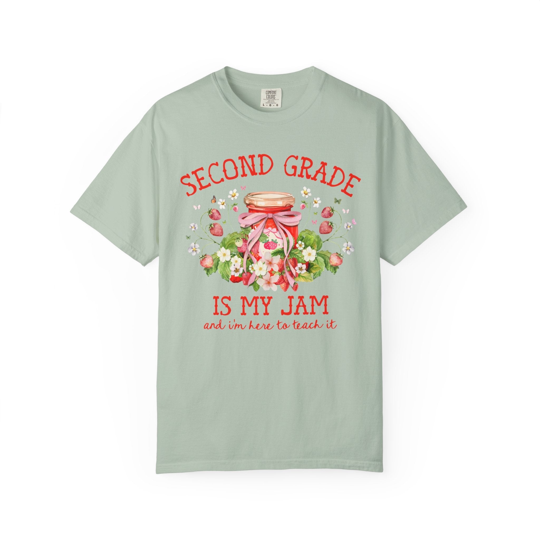 Second Grade Teacher Tee Shirt with Strawberries: Second Grade is My Jam, Matching Back to School, Meet the Teacher T-Shirt, 2nd Grade Crew - Opal and June