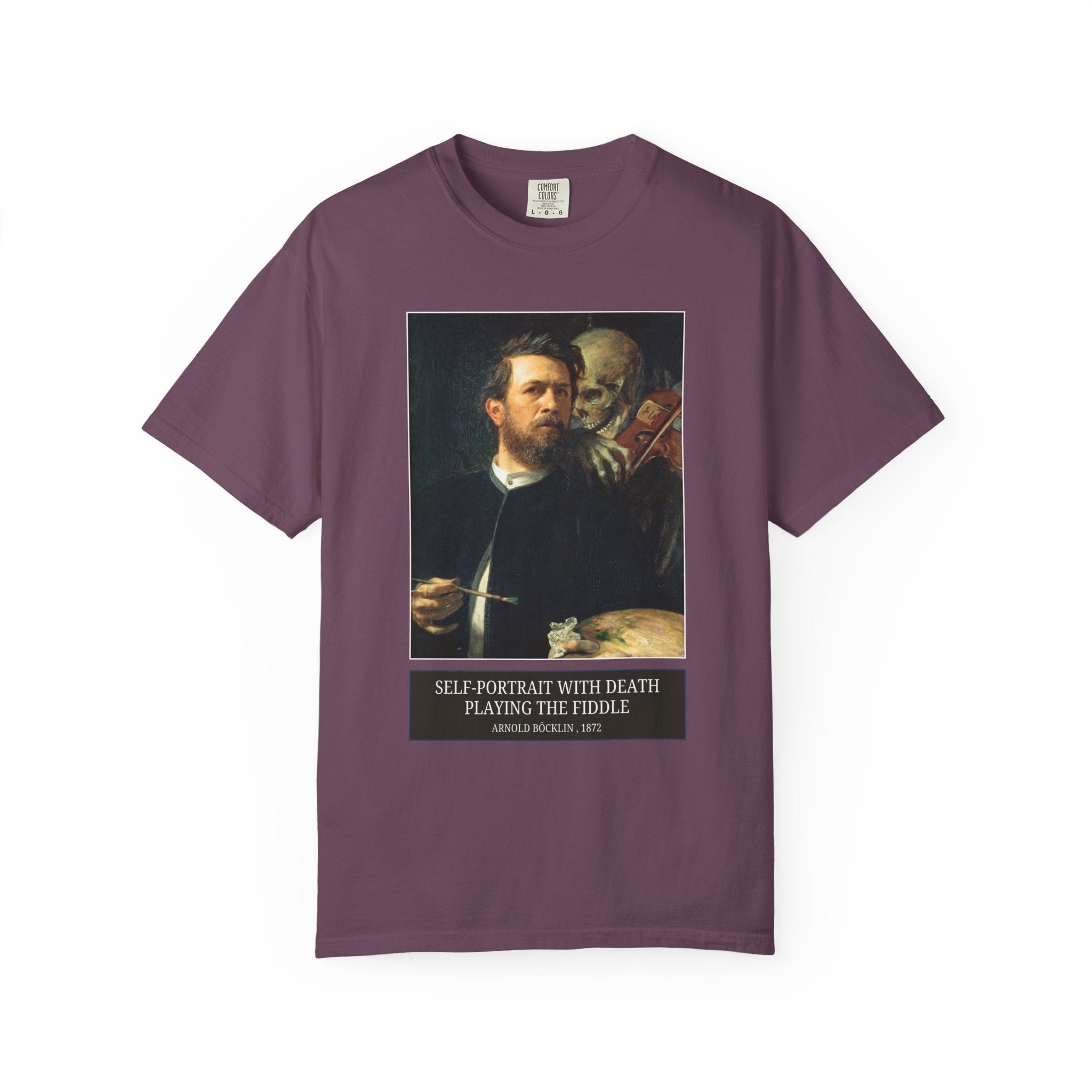Self - Portrait with Death Playing the Fiddle by Arnold Bocklin, European Art History T-Shirt, Famous 19th Century Paintings, Symbolist Art - Opal and June