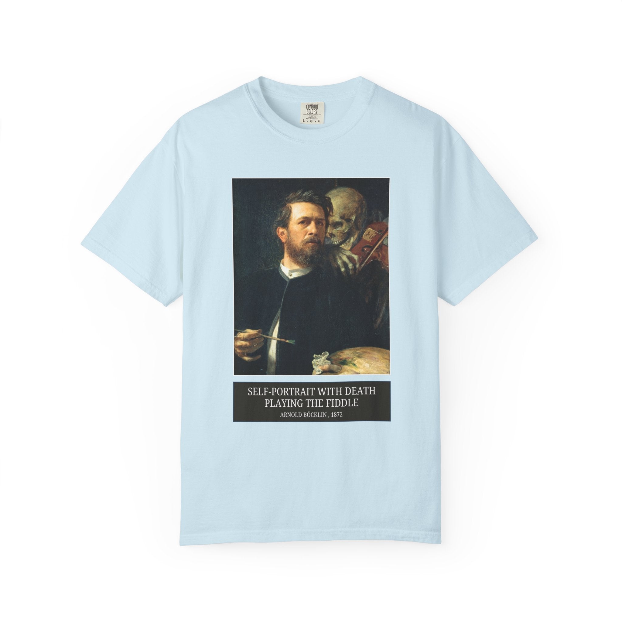 Self - Portrait with Death Playing the Fiddle by Arnold Bocklin, European Art History T-Shirt, Famous 19th Century Paintings, Symbolist Art - Opal and June