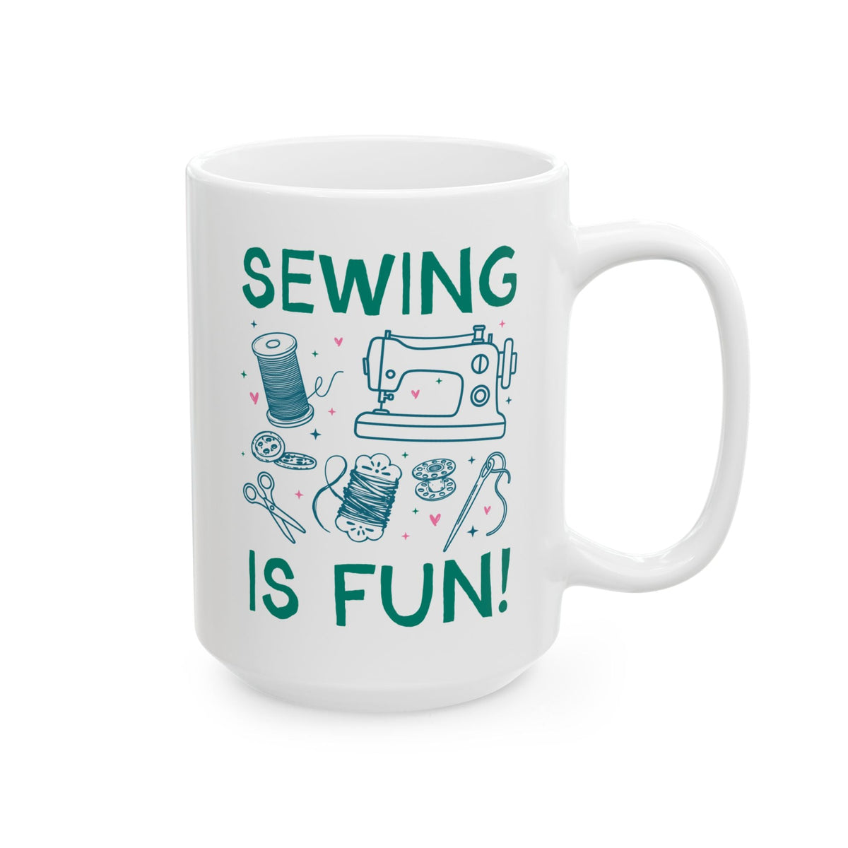 Sewing is Fun Coffee Mug for Seamstress or Sewist, Cute Crafting Coffee Mug for Mom or Sister Who Sews, Grandma Hobbies Gift - Opal and June