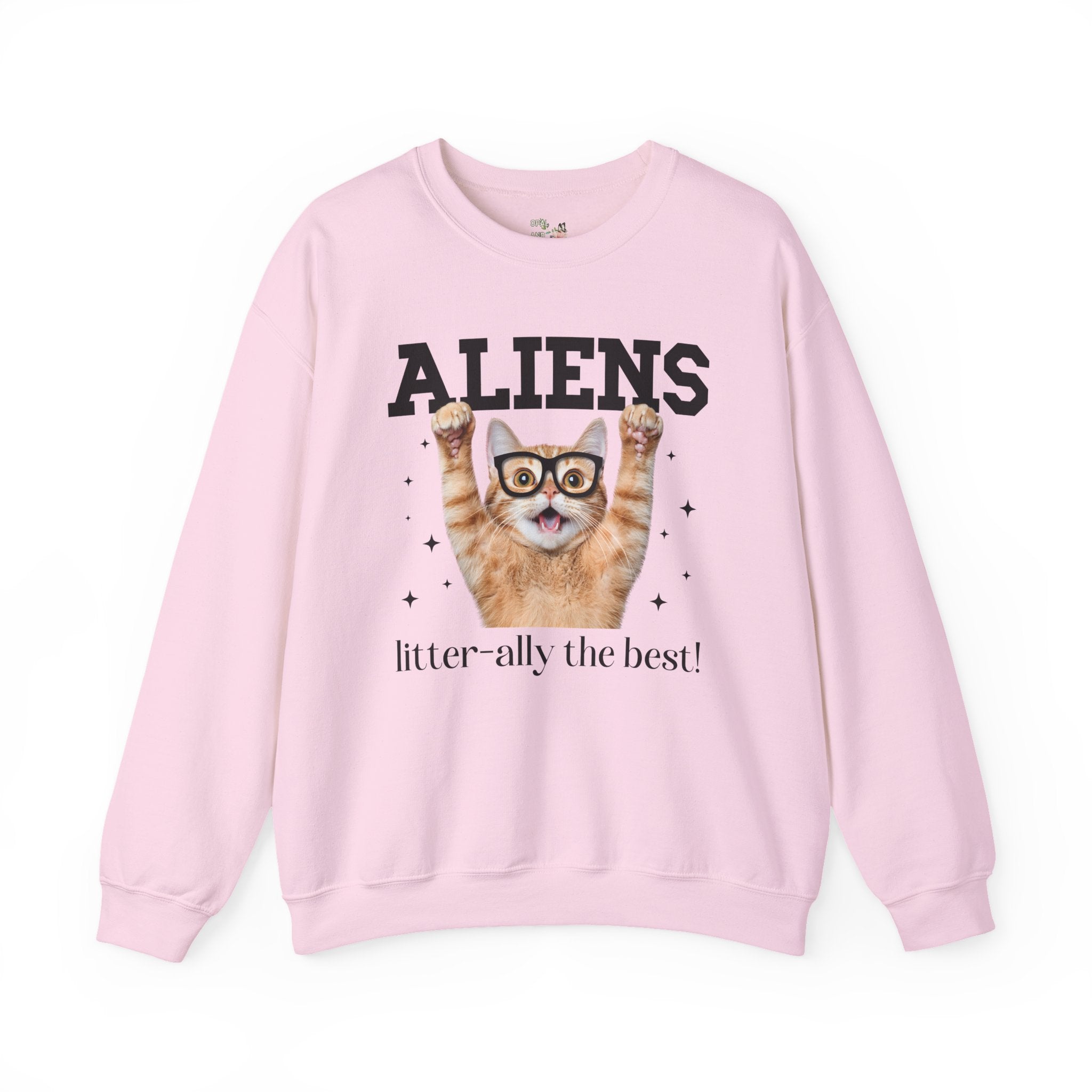 Silly Alien Lover Sweatshirt for Cat Mom or Cat Dad, Funny 90s Aesthetic Cat Lover Gift for Sister Who Loves Paranormal Stories and UFOs - Opal and June