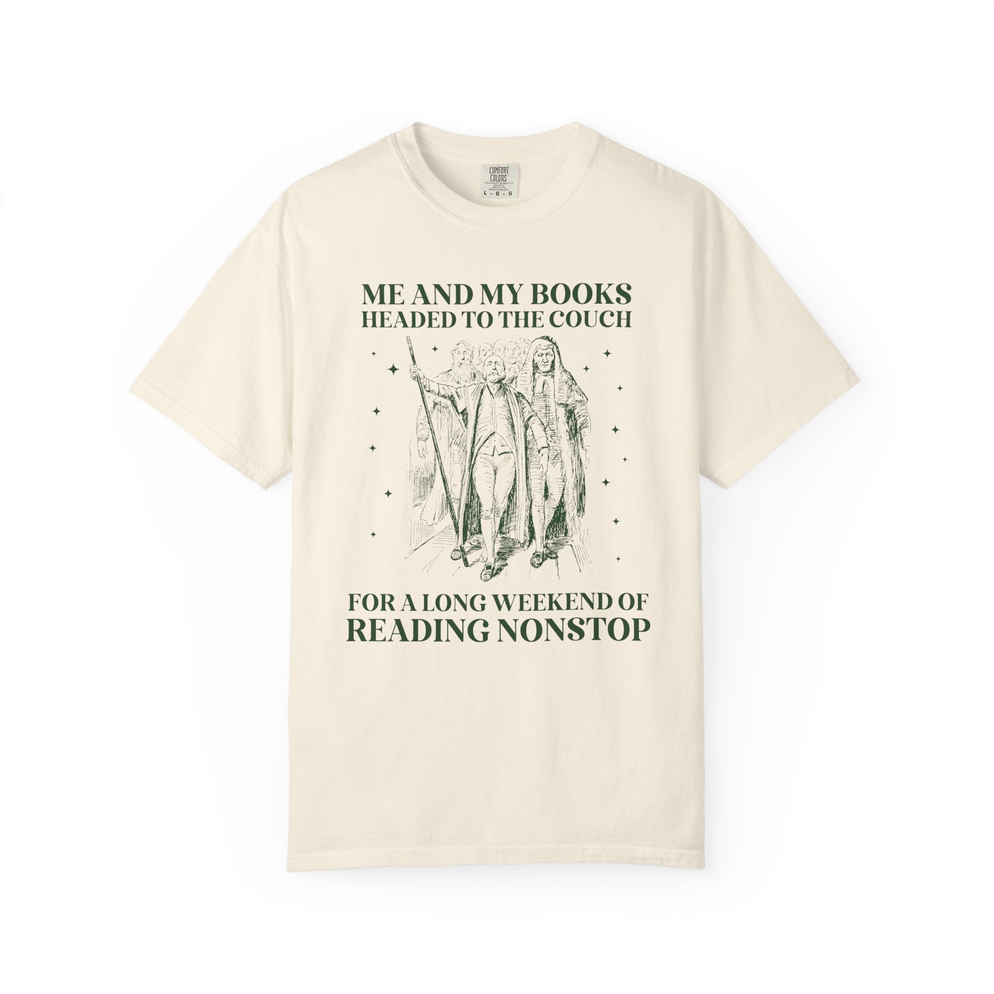 Silly Book Lover Tee Shirt with Stars: Long Weekend of Reading Nonstop, Cute Bookish Gift, Sister Who Loves Books, Classic Literature Reader - Opal and June