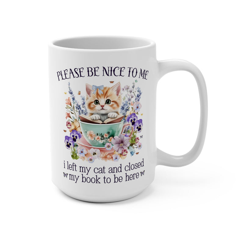 Silly Bookish Coffee Mug for Cat Mom or Cat Dad, Funny Saying Mug for Romance Reader Who Loves Cats, Cute 90s Throwback Mug, Book Lover Gift - Opal and June