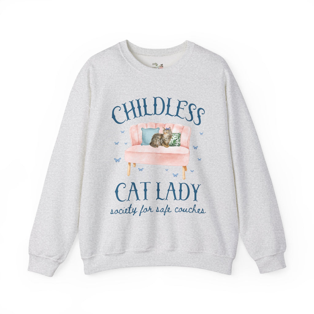 Silly Childless Cat Lady Sweatshirt for Democratic Socialist or Leftist, Adorable Y2K Aesthetic Political Crewneck for Cat Mom or Cat Parent - Opal and June