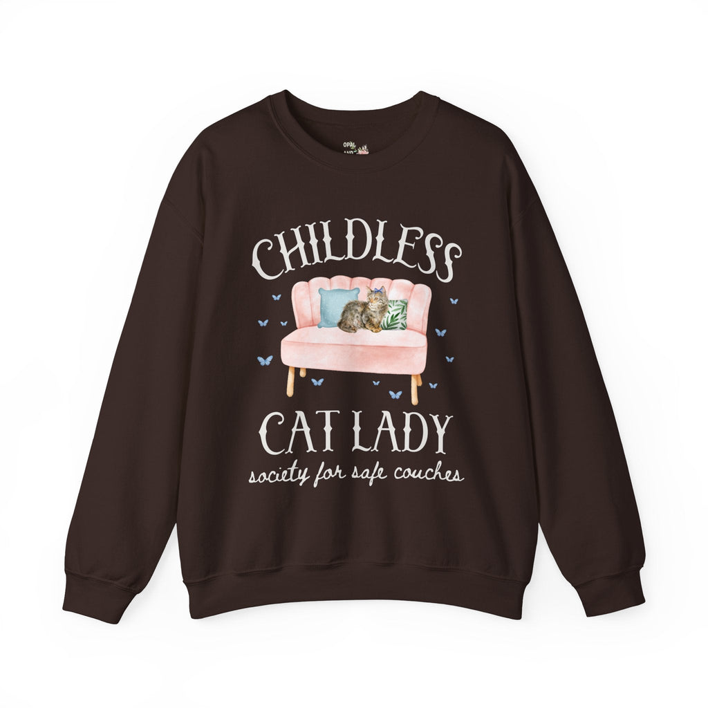 Silly Childless Cat Lady Sweatshirt for Democratic Socialist or Leftist, Adorable Y2K Aesthetic Political Crewneck for Cat Mom or Cat Parent - Opal and June