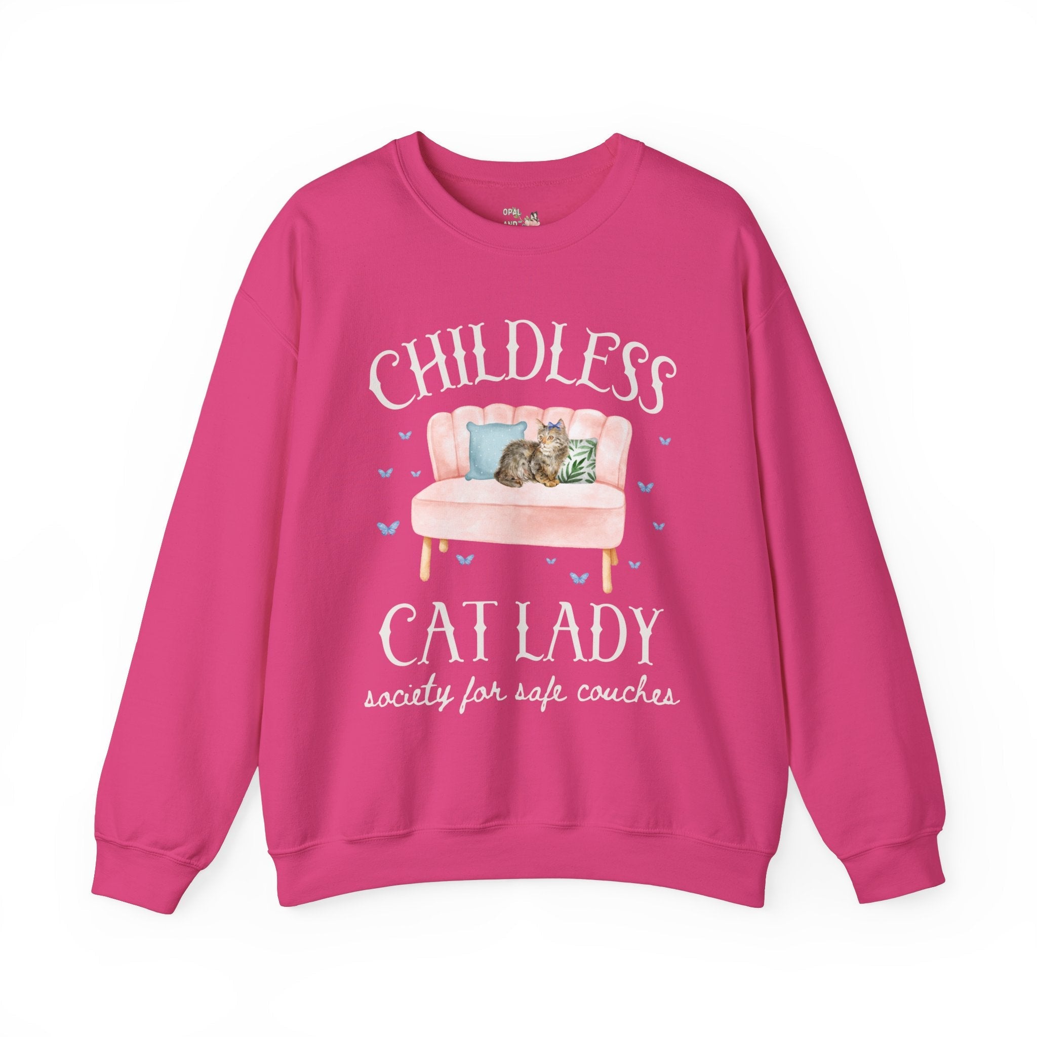 Silly Childless Cat Lady Sweatshirt for Democratic Socialist or Leftist, Adorable Y2K Aesthetic Political Crewneck for Cat Mom or Cat Parent - Opal and June