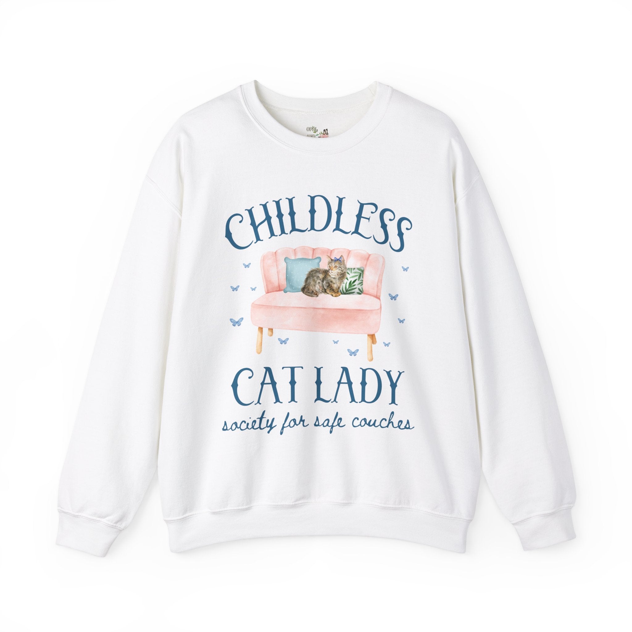 Silly Childless Cat Lady Sweatshirt for Democratic Socialist or Leftist, Adorable Y2K Aesthetic Political Crewneck for Cat Mom or Cat Parent - Opal and June
