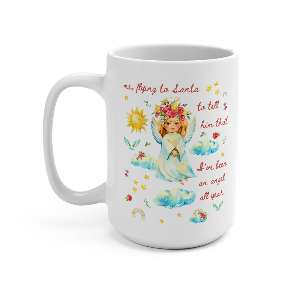 Silly Christmas Lover Coffee Mug, Vintage Aesthetic Angel and Flowers, Funny Saying Mug for Friend Who Loves Christmas, Cute Sarcastic Gift - Opal and June