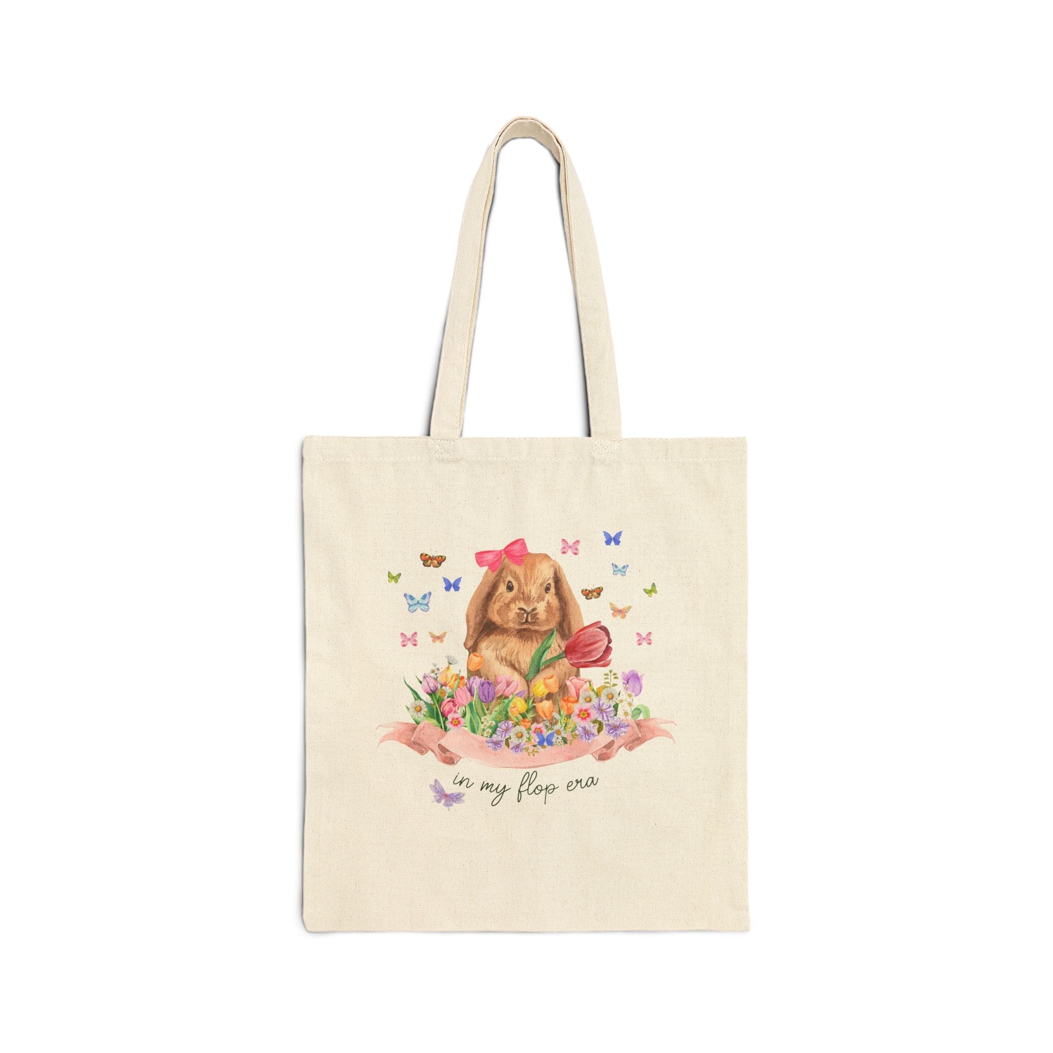 Silly Cottagecore Bunny Tote Bag: In My Flop Era, Funny Sarcastic Tote Bag with Cute Grandma Aesthetic, Boho Butterfly Whimsigoth Tote - Opal and June