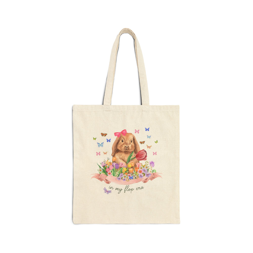 Silly Cottagecore Bunny Tote Bag: In My Flop Era, Funny Sarcastic Tote Bag with Cute Grandma Aesthetic, Boho Butterfly Whimsigoth Tote - Opal and June