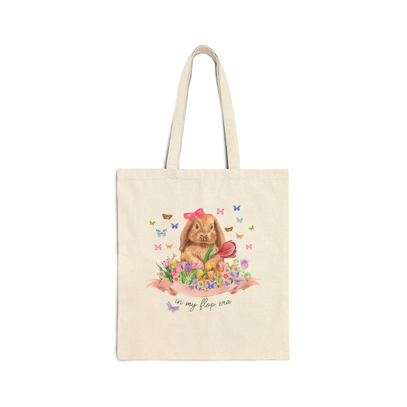 Silly Cottagecore Bunny Tote Bag: In My Flop Era, Funny Sarcastic Tote Bag with Cute Grandma Aesthetic, Boho Butterfly Whimsigoth Tote - Opal and June