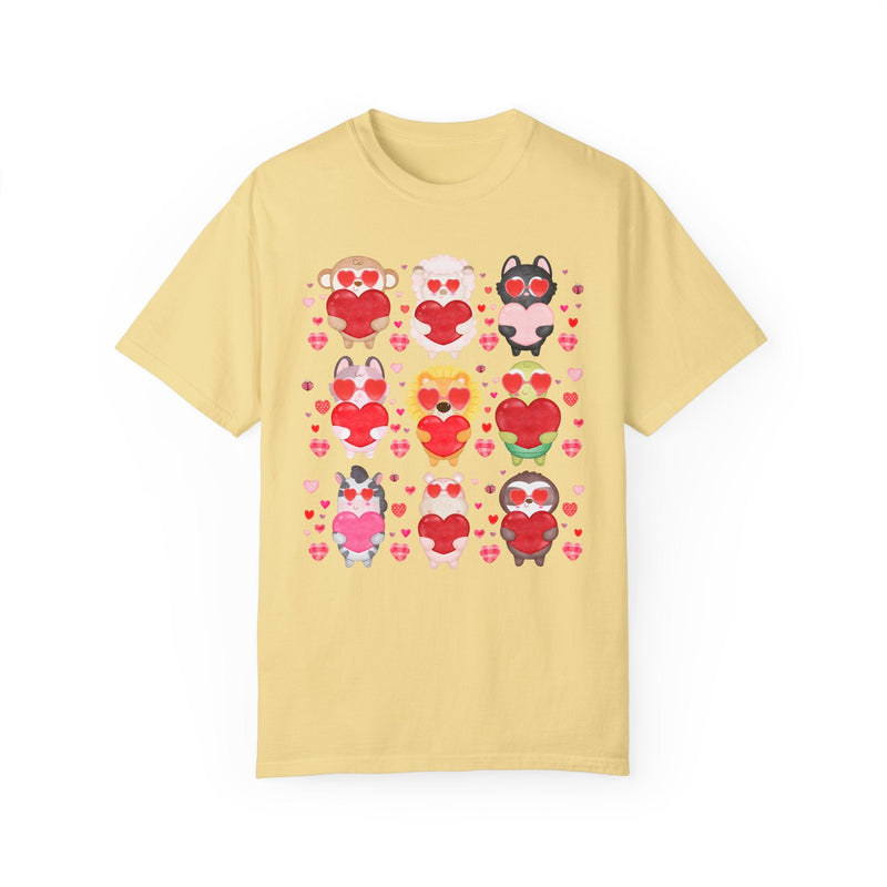 Silly Cottagecore Valentines Day Shirt for Animal Lover: Funny Watercolor Animals Holding Hearts, Colorful Kitschy 90s Throwback Tee Shirt - Opal and June