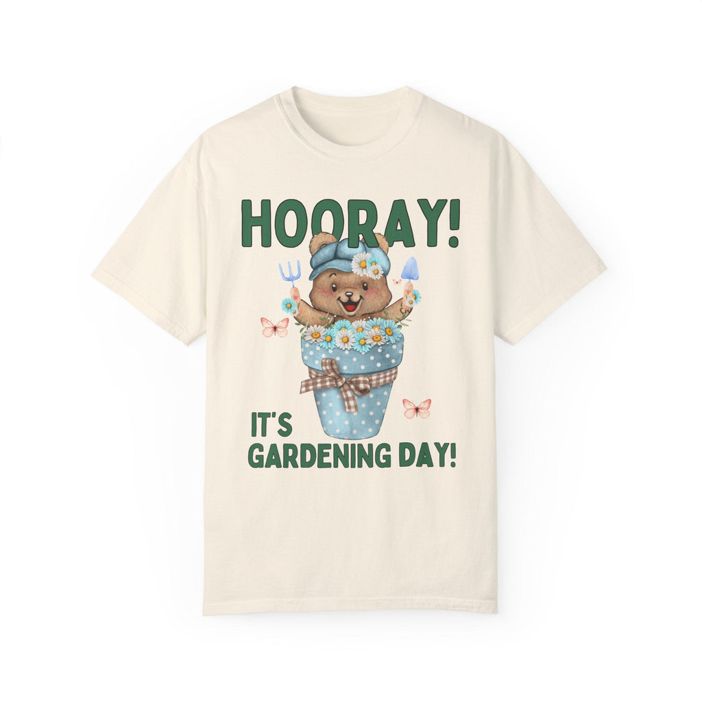Silly Gardening Shirt with Cute Cottagecore Bear: Hooray! It's Gardening Day | Sweet Whimsigoth Grandma Aesthetic Shirt for Garden Lover - Opal and June