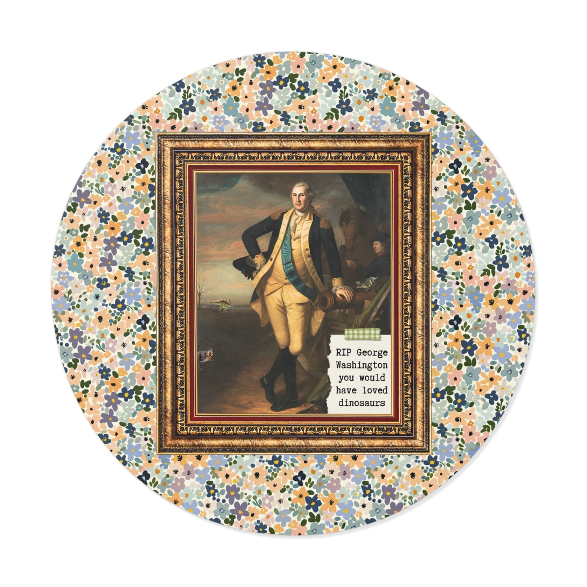 Silly George Washington Sticker for Dinosaur Lover or History Major, Cute Science Teacher Present, American Revolution History Buff Gift - Opal and June