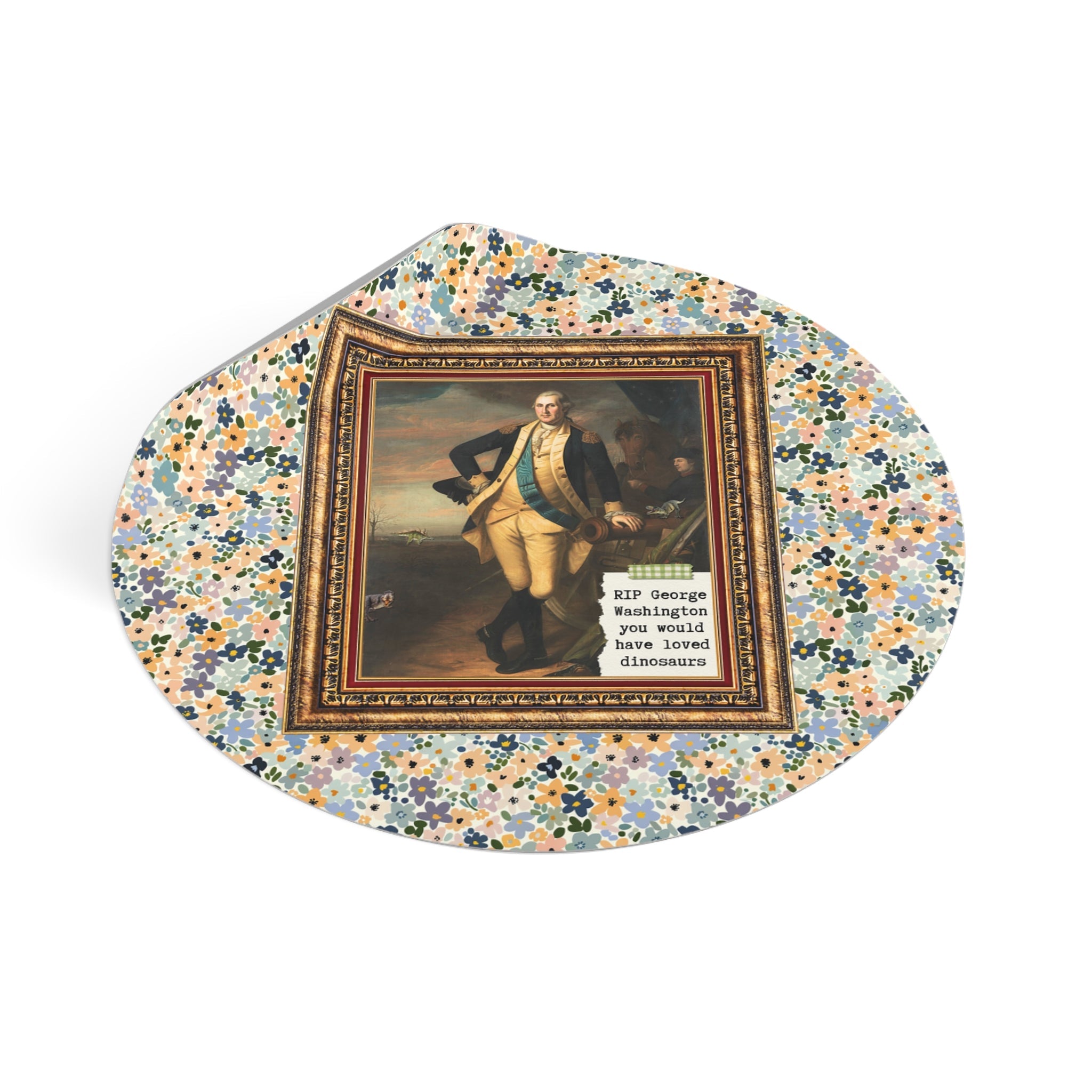 Silly George Washington Sticker for Dinosaur Lover or History Major, Cute Science Teacher Present, American Revolution History Buff Gift - Opal and June