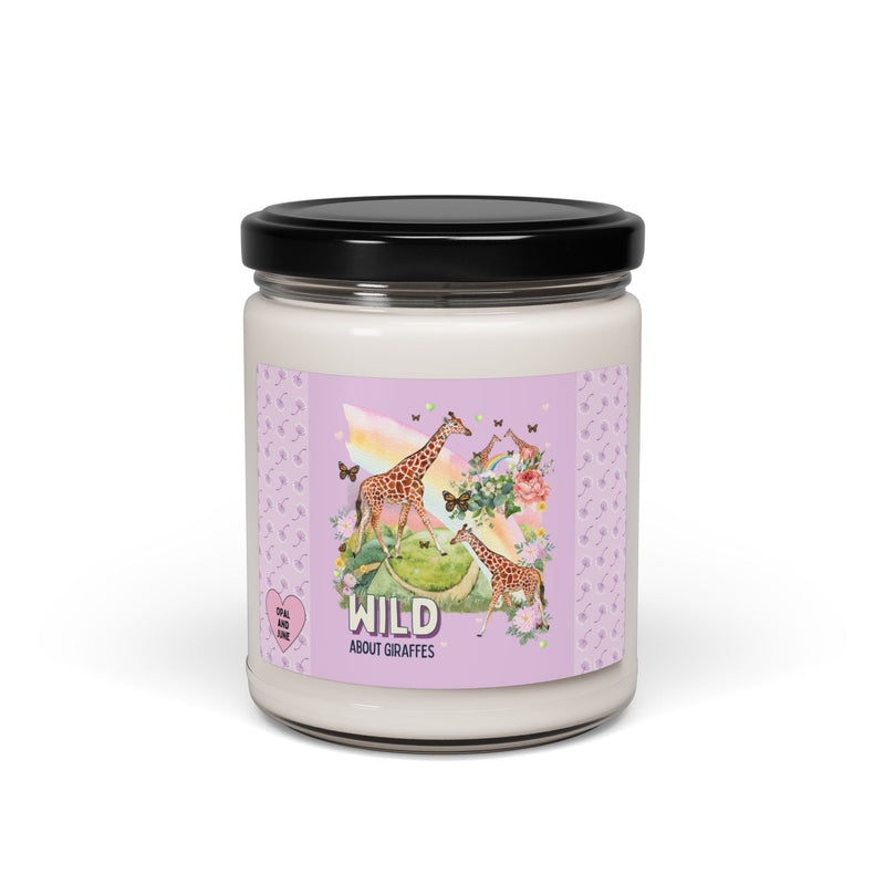 Silly Giraffe Candle for Animal Lover: Wild About Giraffes | Kitschy Nineties Style Candle with Rainbow, Funny Floral Whimsigoth Decor - Opal and June