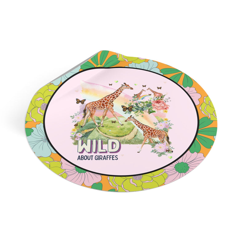 Silly Giraffe Sticker for Animal Lover: Wild About Giraffes | Kitschy Nineties Style Sticker with Rainbow, Funny Floral Whimsigoth Gift - Opal and June