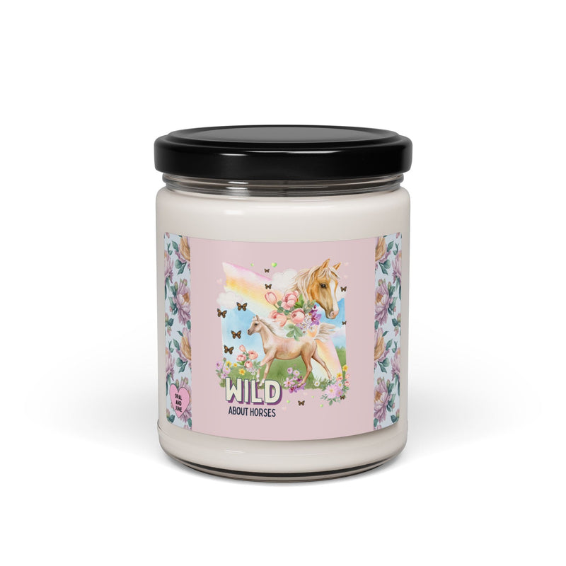 Silly Horse Candle for Animal Lover: Wild About Horses, Kitschy Nineties Style Candle with Hearts, Boho Butterflies, Whimsigoth Horse Lover - Opal and June