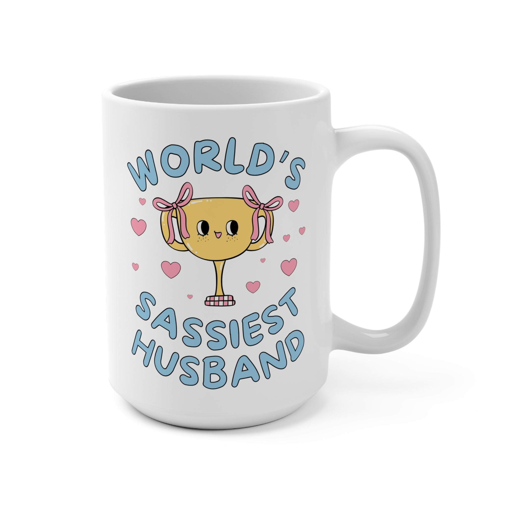 Silly Husband Gift: World's Sassiest Husband, Ridiculous Chaotic Gag Gift, Funny Saying 15 Oz Coffee Mug, Husband's Birthday, Y2K Aesthetic - Opal and June