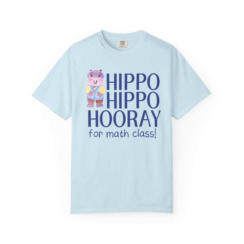 Silly Math Teacher Tee Shirt with Adorable Retro Hippo, Funny and Cute Back to School Teacher Team Shirt for Animal Lover, New Teacher Gift - Opal and June