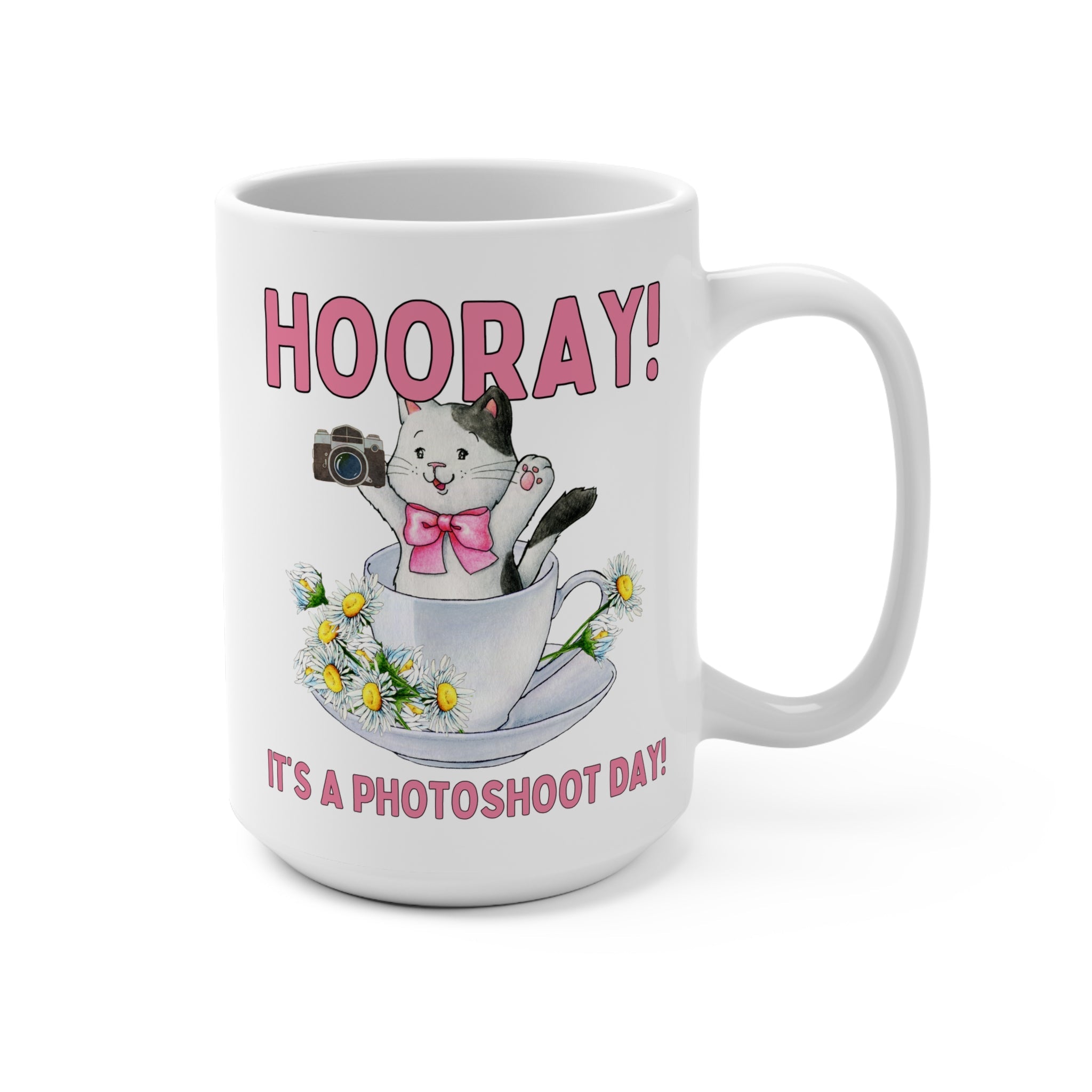 Silly Photographer Coffee Mug for Wedding Photographer Who Loves Cats: Hooray! It's a Photoshoot Day!, Cat Lover Mug for Photography Student - Opal and June