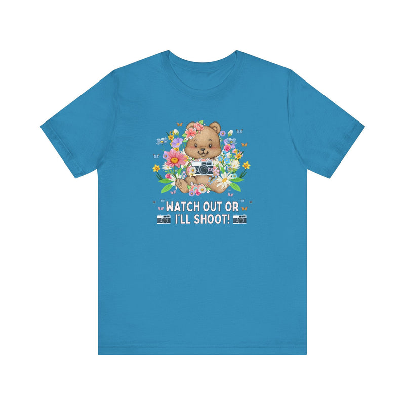 Silly Photographer Tee Shirt for Wedding Photographer or Family Photographer Who Awesome Puns, Cottagecore Bear, Boho Butterflies - Opal and June