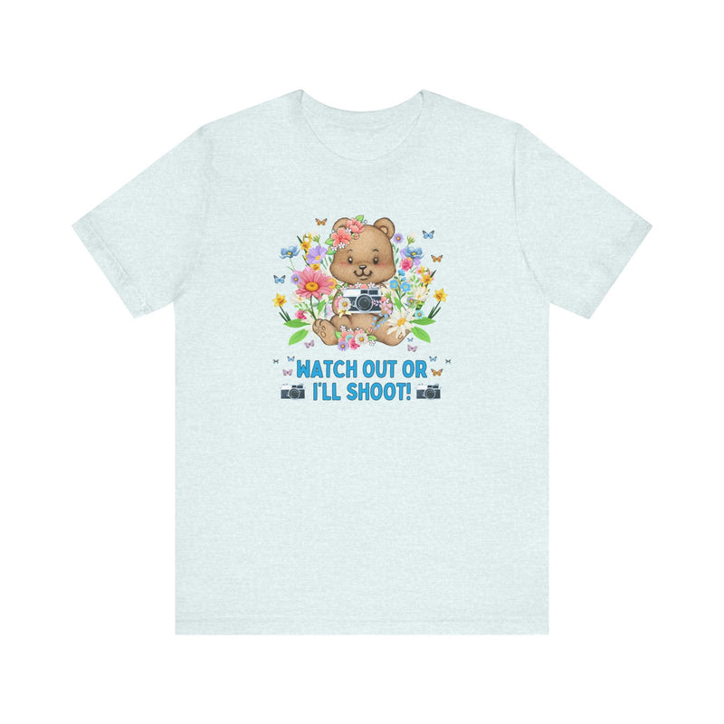 Silly Photographer Tee Shirt for Wedding Photographer or Family Photographer Who Awesome Puns, Cottagecore Bear, Boho Butterflies - Opal and June